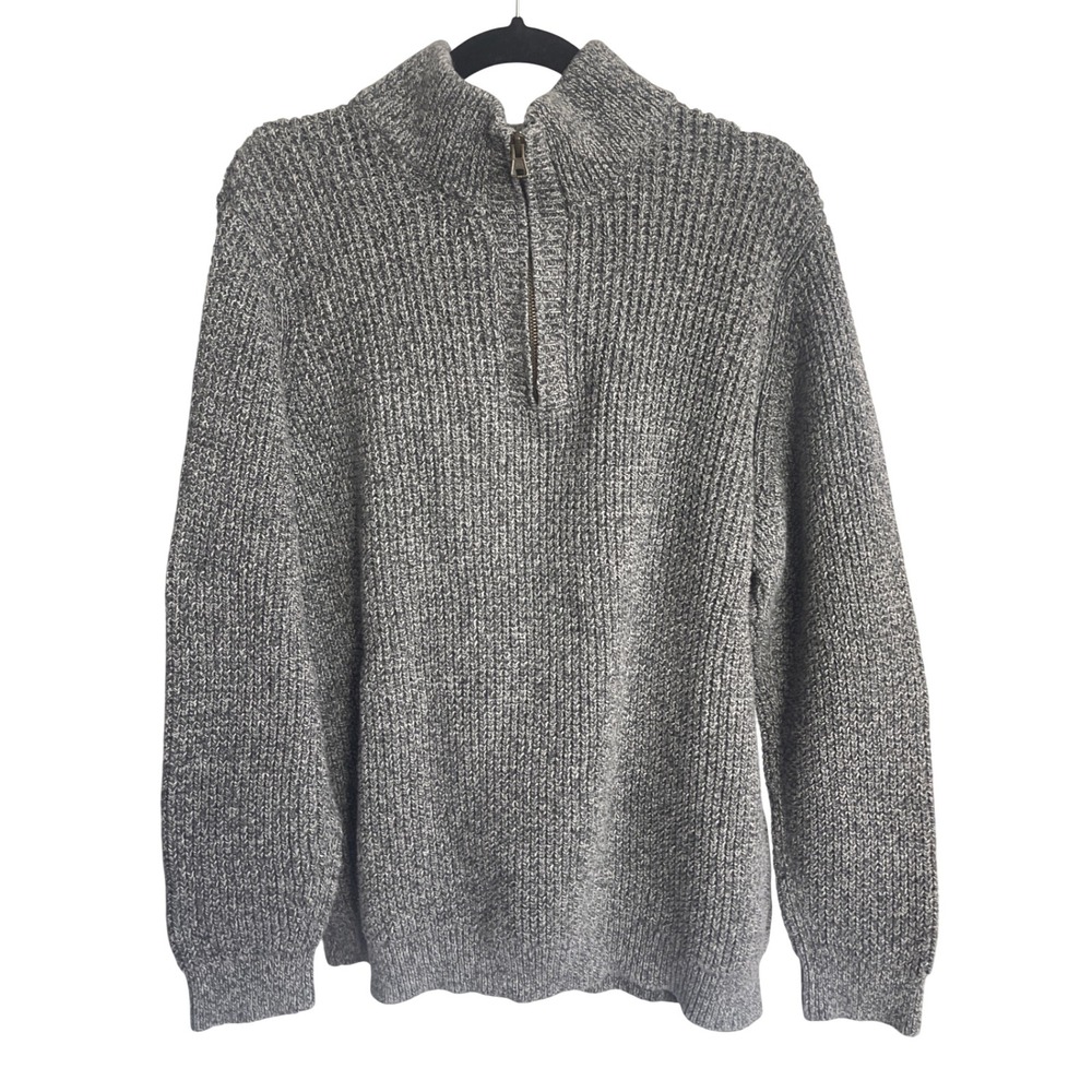 L.L. Bean Gray Organic Cotton Mens‎ Quarter Zip Sweater XL Tall
